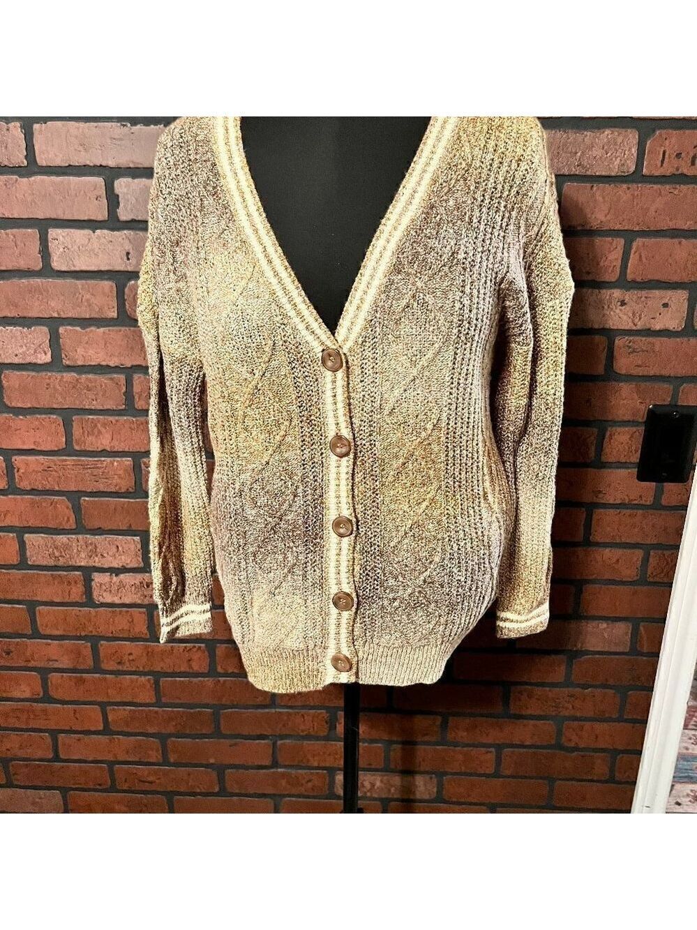 NWT BP button front sweater brown/cream size small.